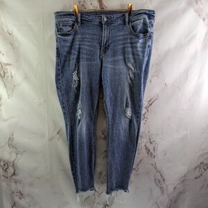 Old Navy Jeans Womens 16 Mid Rise Rockstar Super Skinny Denim Distressed Kandi
